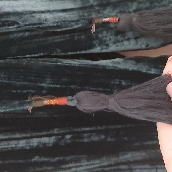 Anthropologie Hei Hei Cropped Wide Leg Crushed Velvet Pants Jewel Blue Size Med - Picture 7 of 10